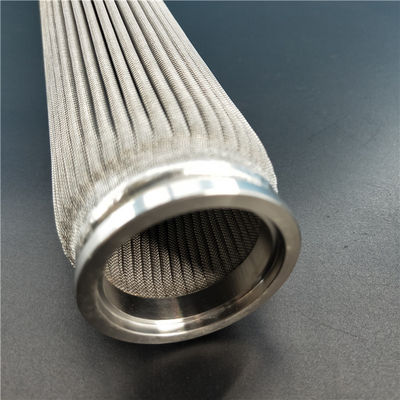 médias de filtrage plissés de l'acier inoxydable 200um avec l'extrémité concave